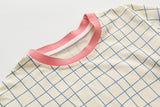 "No Work Today" Letter Embroidery Plaid Tee
