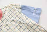 "No Work Today" Letter Embroidery Plaid Tee