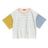 "No Work Today" Letter Embroidery Plaid Tee