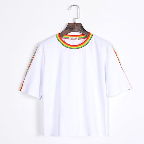 Rainbow Trim Harajuku T-Shirt (2 Colors)