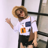 Harajuku Space Cartoon Print T-shirt