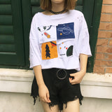 Harajuku Space Cartoon Print T-shirt