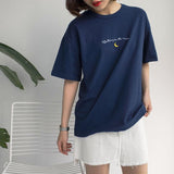 Harajuku Cute Moon Embroidery Print T-shirt