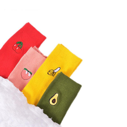 Cartoon Fruit Embroidery Candy Socks