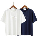 Harajuku Cute Moon Embroidery Print T-shirt