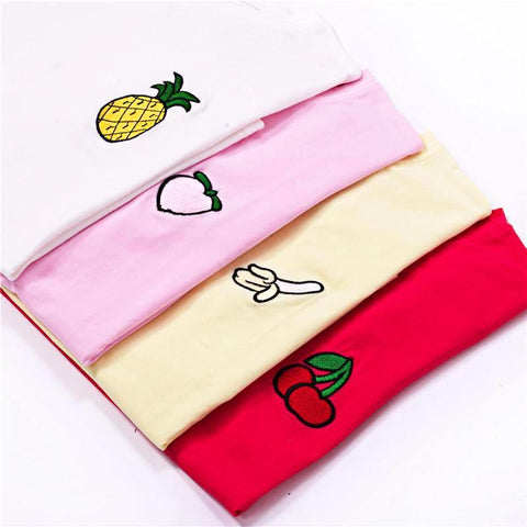 Kawaii Harajuku Fruit Embroidered T-Shirt