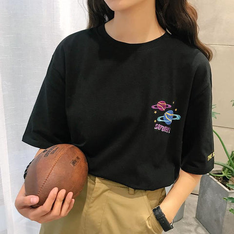 Cotton Planet Printed Embroidered T-Shirt