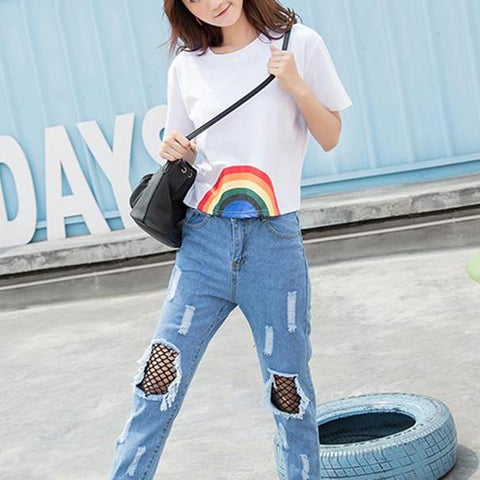 Kawaii Rainbow Crop Top