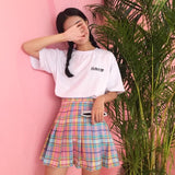 Rainbow Plaid Skirt