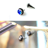 Stainless Steel K Fashion Spike Jewel Stud 1pc Earring