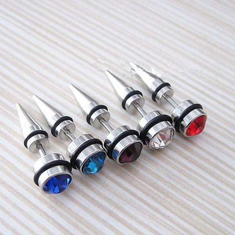 Stainless Steel K Fashion Spike Jewel Stud 1pc Earring